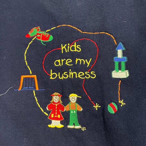 Jerzees Women's Navy Blue Sweatshirt Small Kids are my Business 90s - Picture 2 of 6